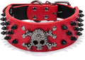 Serijoars Spiked Studded Dog Collar, PU Leather Dog Collar, Adjustable Pet Collars for Medium or Large Breed Pet (M, Red2)