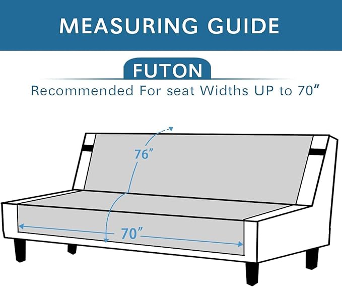 H.VERSAILTEX Futon Cover Reversible Sofa Slipcover Furniture Protector Water Resistant 2 Inch Wide Elastic Straps Sofa Bed Pets Kids Dog Cat Fit Sitting Width Up to 70"(Futon, Brown/Beige)