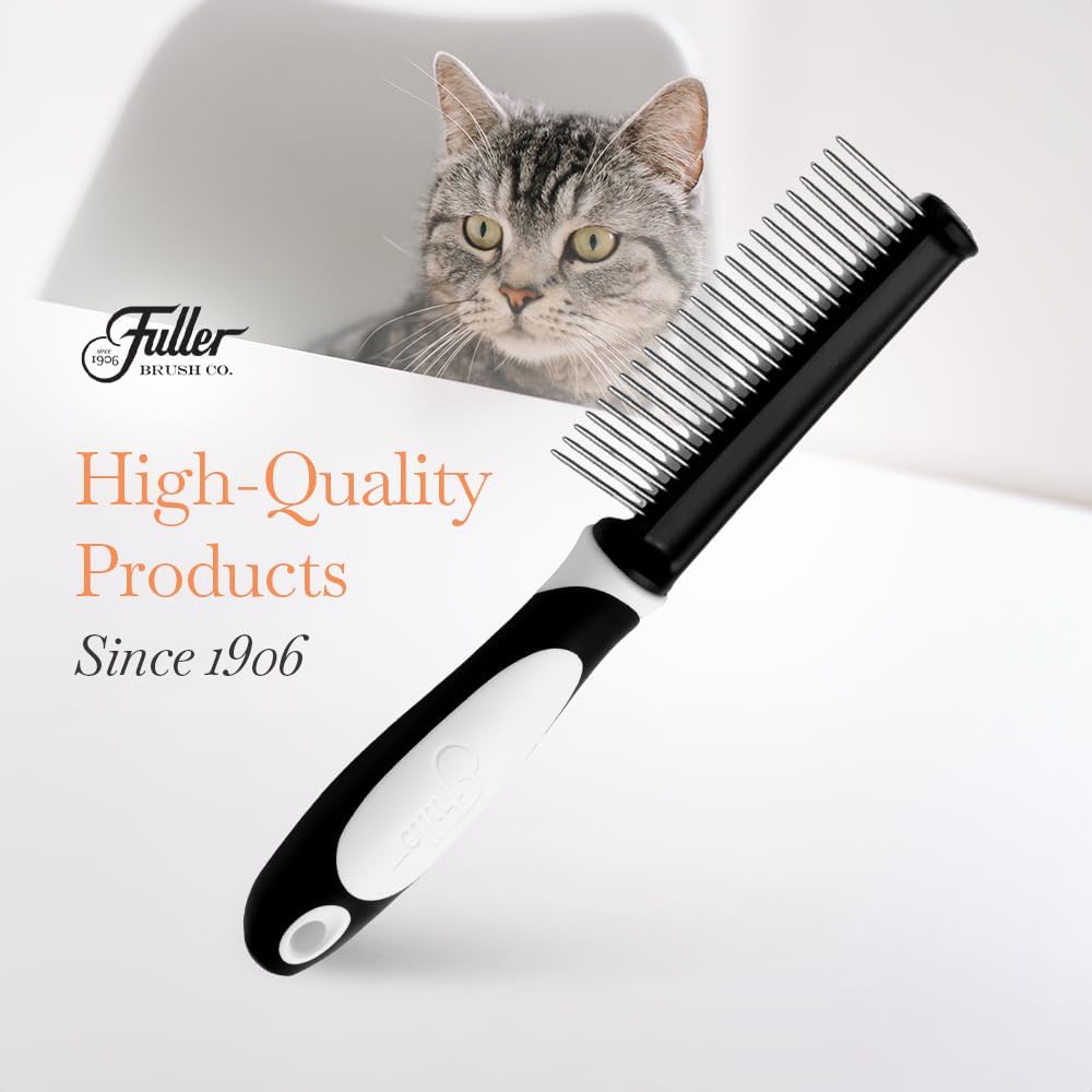 Fuller Brush Single-Sided Pet Comb - 25 Rust-Resistant Stainless Steel Pins - Ergonomic Rubberized Easy Grip Handle - Remove Tangles, Mats & Reduce Loose Hair - Tool for Grooming Dogs & Cats