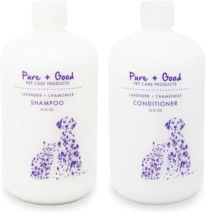 Pure + Good - Shampoo and Conditioner Set, Formulated for All Pets, Gentle and Cleansing, Made in The USA, Cruelty Free, 16 fl oz (Lavender + Chamomile)