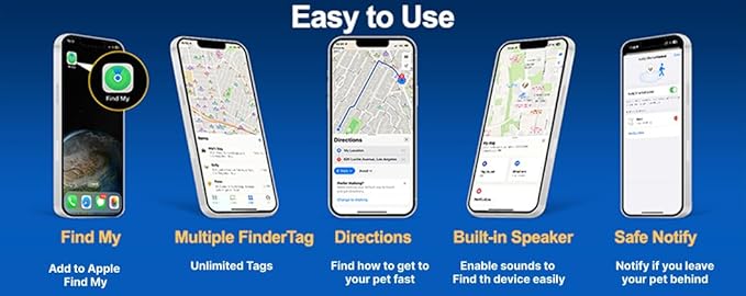 PawsPath Pet GPS Tracker Collar, Unlimited Range Waterproof Cat Dog Anti-Lost Device Smart Locator Tracking GPS Tracker Collar for Apple iOS FindMy (Black, Small)