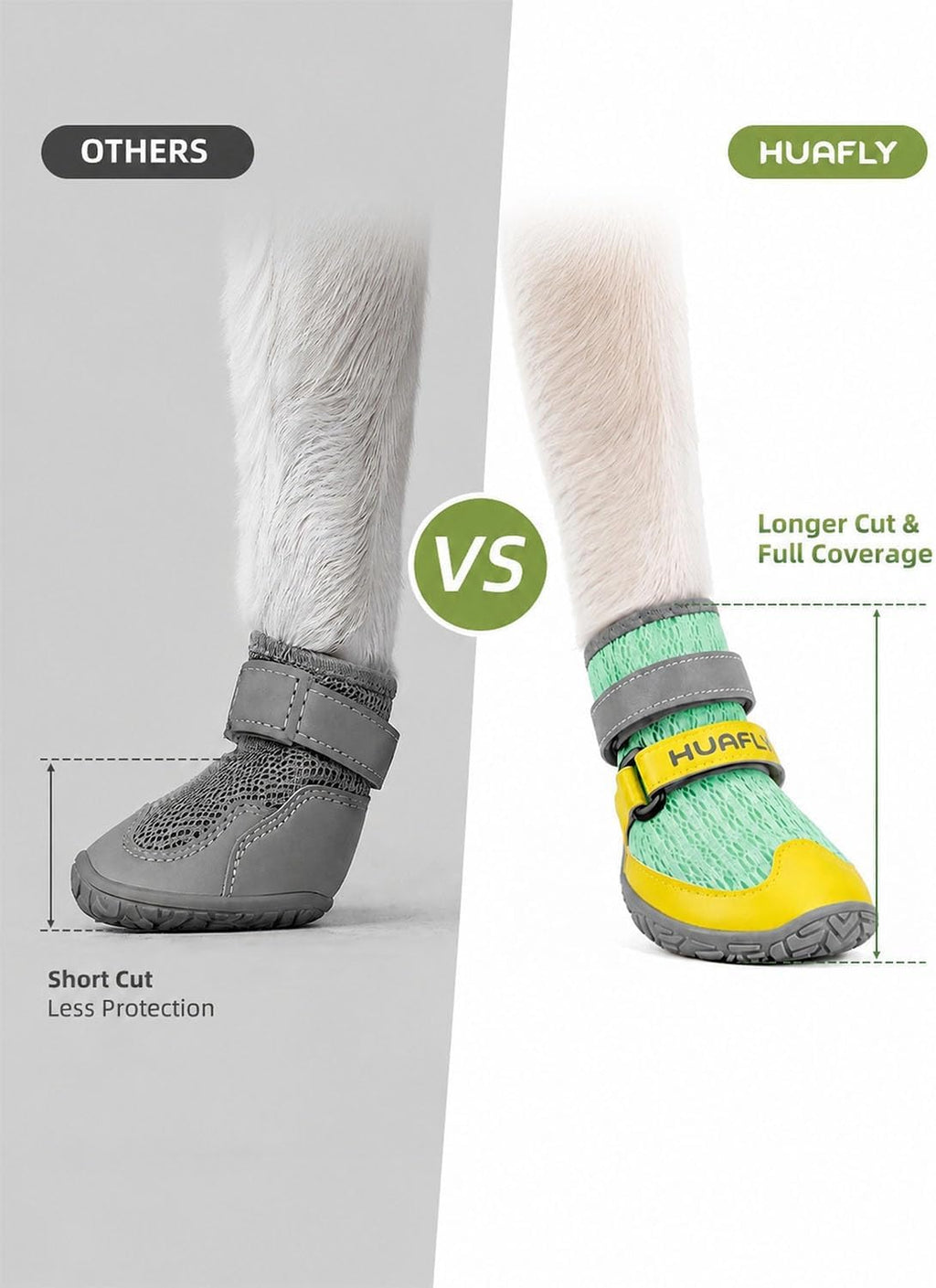 Huafly Dog Shoes for Large Medium Small Dogs,Adjustable Reflective Mesh Breathable Boots & Paw Protectors for Hot Pavement Summer,Anti-Slip Booties for Hard Floors Walking Running Hiking (Size 6)