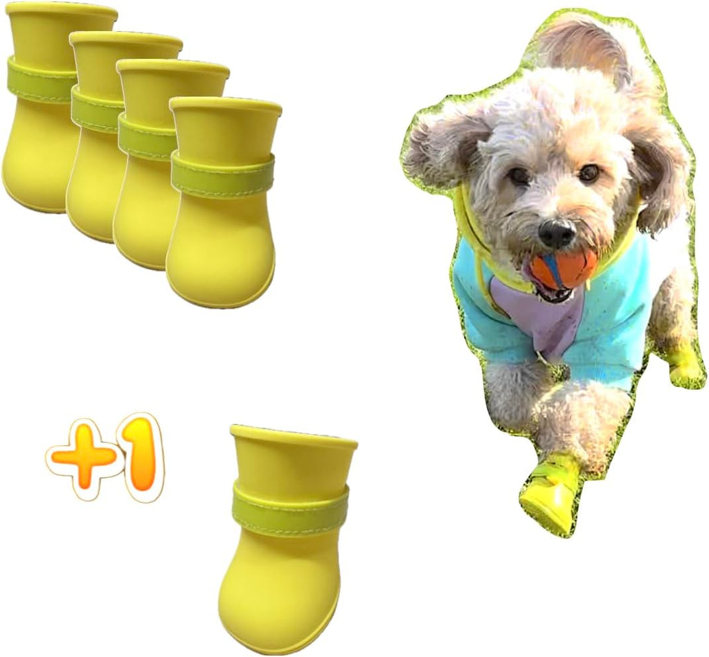 Ultra Soft Waterproof & Dirt-Resistant Yellow Dog Boots by Quality Life Hack (Plus One Free) - Size Small