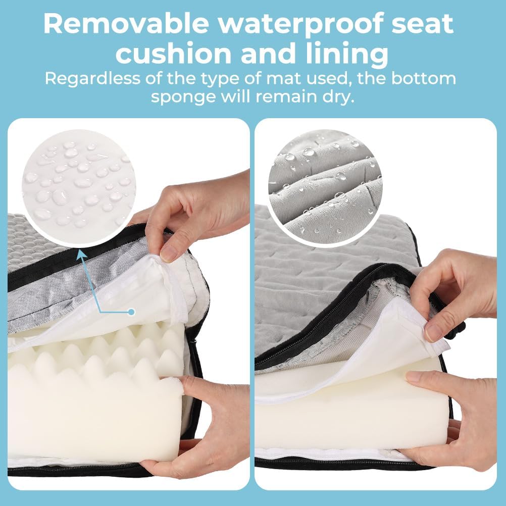 KYG Dog Car Seat for Small/Medium Dogs Under 35lbs | Waterproof, Non-Slip, Memory Foam, Harness, Removable Washable Cover, Storage Pockets, 2 Cushions (Warm/Cool)