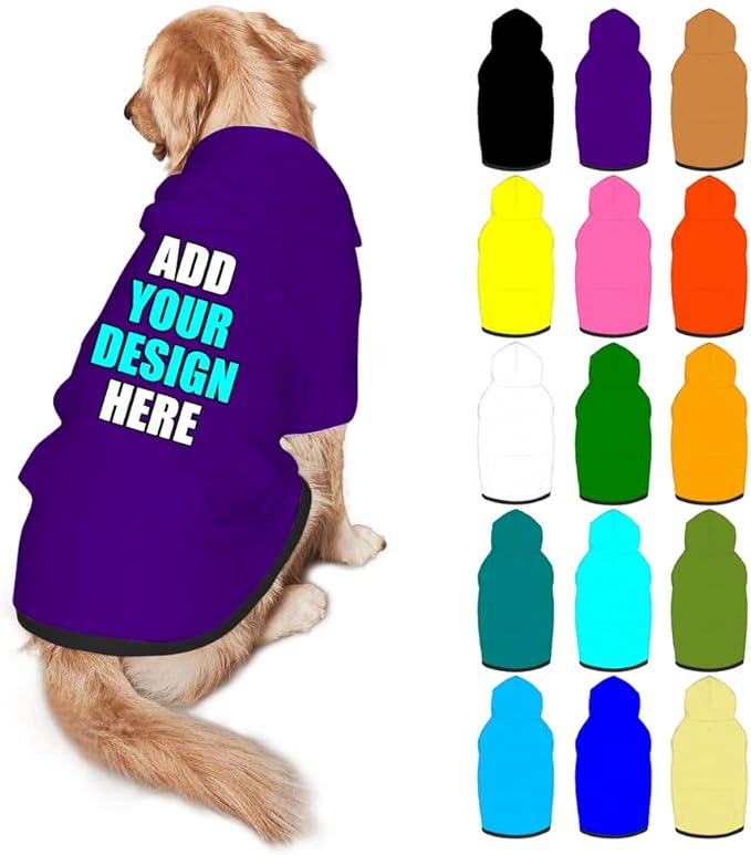 Custom Dog Clothes with Photo Name Logo Personalized Dog Sweaters for Small Medium Large Dogs Breathable Warm, Indigo, M