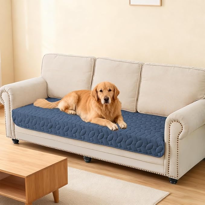 Ameritex Waterproof Pet Bed Cover Anti-Slip Dog Bed Blanket for Sofa and Furniture Waterproof New Pattern Design (Navyblue, 30x53 Inch (Pack of 1))
