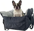 Dog Car Seat Bed for Small & Medium Dogs, with Built-in Safety Belt, Anti-Anxiety Calming Sofa Bed, Portable & All-Season Soft Pet Car Bed with Bonus Squeaky Duck Toy (Black and White Checkered)