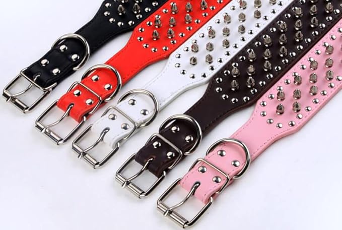 Serijoars Spiked Studded Dog Collar, PU Leather Dog Collar, Adjustable Pet Collars for Medium or Large Breed Pet (XL, Camouflage)