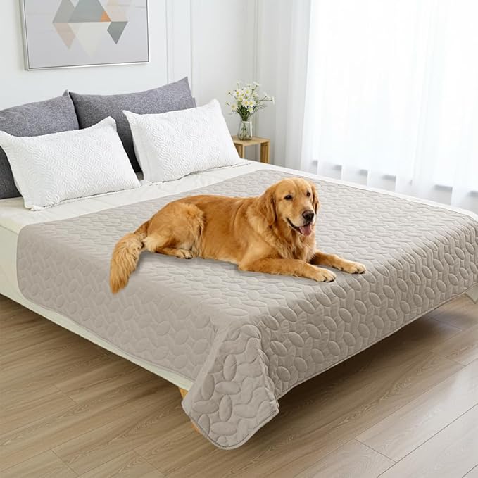 Ameritex Waterproof Pet Bed Cover Anti-Slip Dog Bed Blanket for Sofa and Furniture Waterproof New Pattern Design (Khaki, 30x53 Inch (Pack of 1))