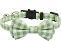 Bowtie Cat Collars Breakaway with Bell, Adjustable Cute Kitty Collars Safety Buckle Kitten Collar for Cat Puppy 7.5-11in (Green Plaid)