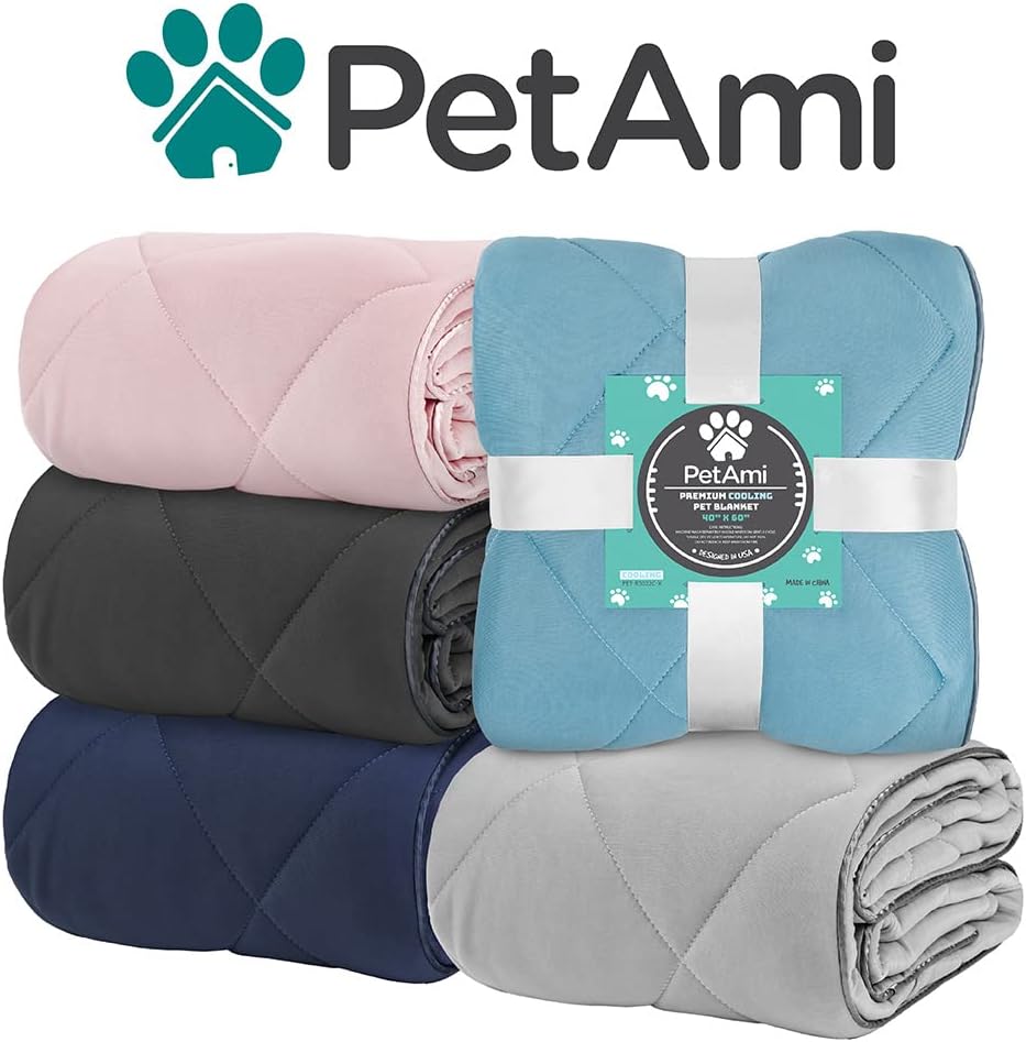 PetAmi Premium Cooling Dog Blanket | Lightweight Fluffy Pet Throw Blanket Bed Cover for Dogs, Cat, Puppies | Pet Blanket Furniture Protector Couch Sofa | Reversible Fuzzy Cozy | 24x32, Light Grey