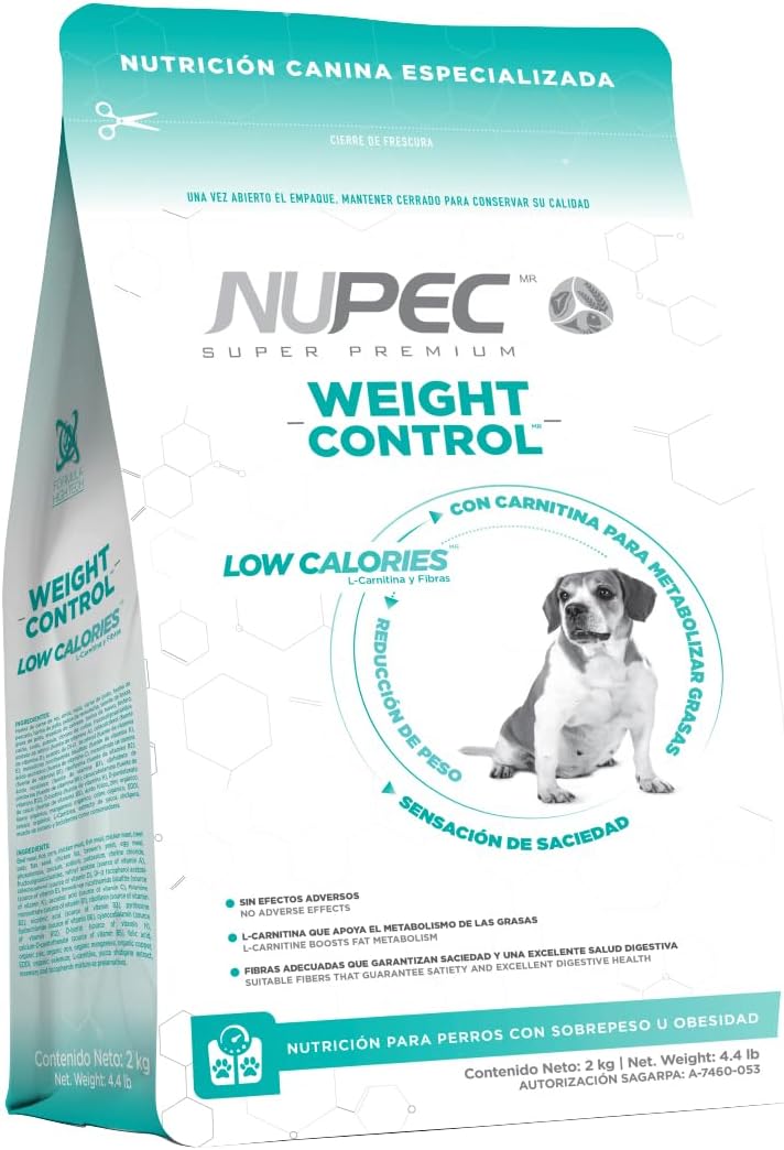 Nupec Food for Dogs, Weight Control, nutrition for overweight or obese dogs, presentation of 2 kg.