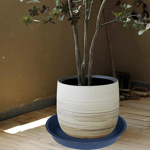 2 Pack of 20 21 inch Plant Saucer Round, Deep Plant Saucers for Pots, Heavy Duty Plastic Plant Drip Tray for Indoors Outdoor, Bird Bath Bowls, Plant Trays for Planter 19-22" (21 inch, Blue)
