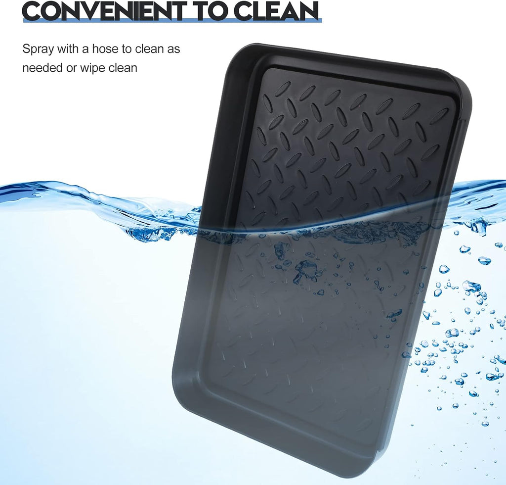4 Pcs Boot Tray for Entryway Black Small Shoe Tray Waterproof Shoe Mat Front Door 13.78 x 10.83 x 1.18 Inch Boot Mat Multi Purpose Plastic Accessories Pet Entryway Indoor and Outdoor Use
