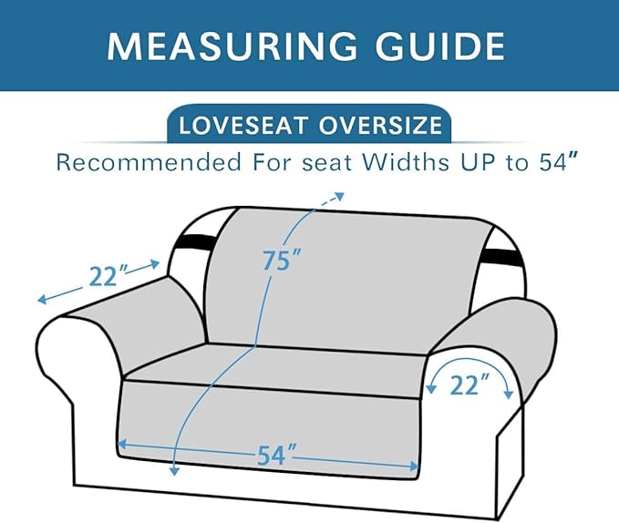H.VERSAILTEX Reversible Loveseat Cover Furniture Protector Anti-Slip Water Resistant 2" Elastic Straps Couch Covers Pets Kids Fit Sitting Width Up to 46"(Love Seat: 75" x 90", Dark Blue/Beige)