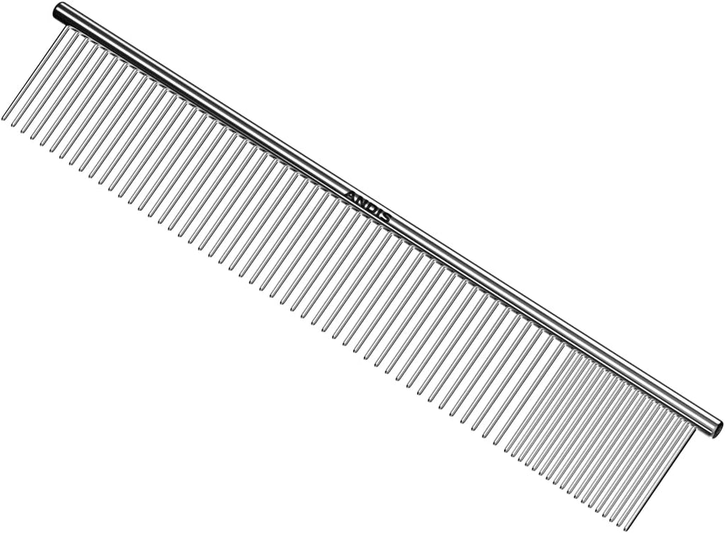 Andis 68545 Stainless Steel Pet Dematting Comb, 10in | Removes knots, mats & loose hair, lightweight balanced design, dog grooming brush accessory