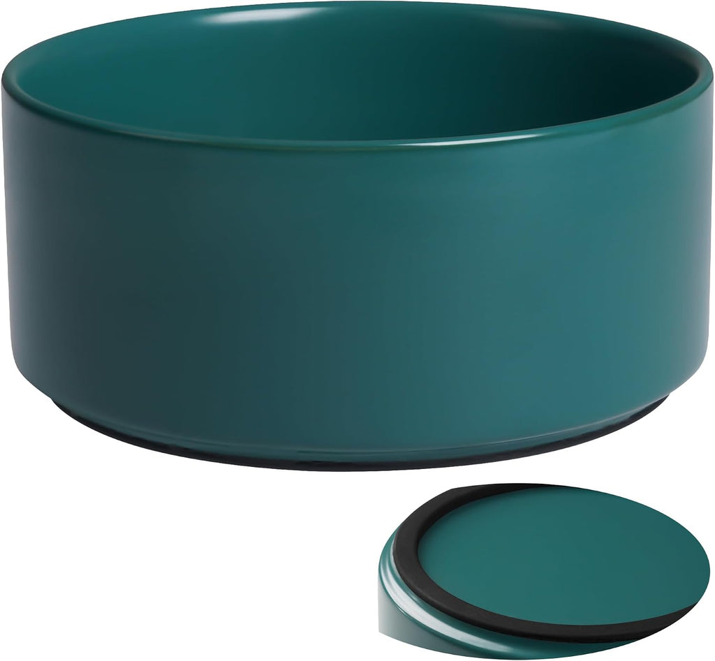 Ceramic Dog Bowls, Non Slip Dog Food and Water Bowl with Silicone Base, Heavy Pet Feeding Bowl for Small, Medium, and Big Dogs (Green, 6 Inches)