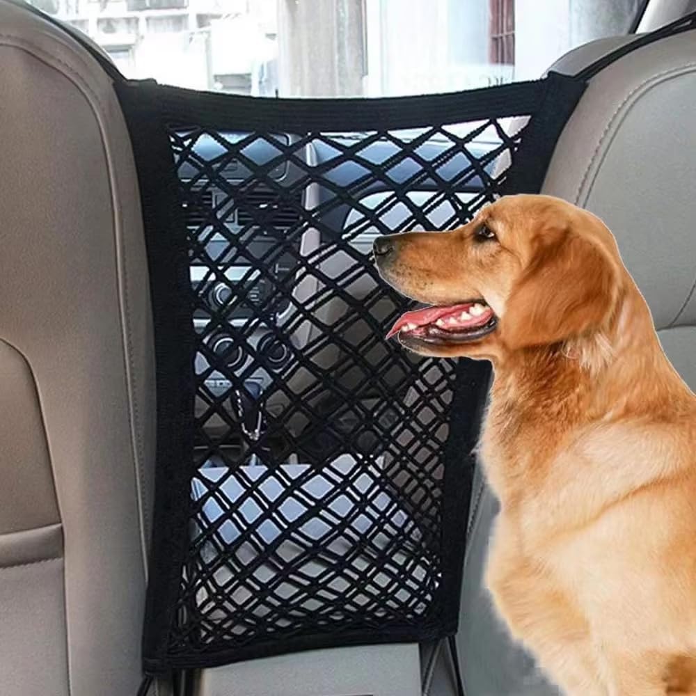 Car Seat Mesh Organizer for Mercedes-Benz GlA GLB GLC GLE GLS Upgrade Dual-Layer Pet Barrier Interior Storage Net Heavy-Duty Hooks