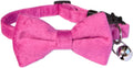 Cat Collar with Bells, Bow Tie Removable, Breakaway Safety Buckle, Soft Velvet Cute, Adjustable for Girl Boy Kitty Kitten Small Pets, 7"-10"