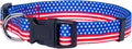 Native Pup American Flag Dog Collar- Red White and Blue- Patriotic Collars for 4th of July, USA- Adjustable Small, Medium, Large Breed Dogs (Large, Flag II)