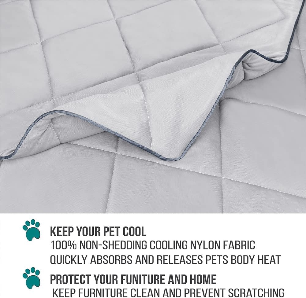 PetAmi Premium Cooling Dog Blanket | Lightweight Fluffy Pet Throw Blanket Bed Cover for Dogs, Cat, Puppies | Pet Blanket Furniture Protector Couch Sofa | Reversible Fuzzy Cozy | 24x32, Light Grey