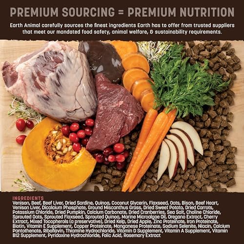 Earth Animal Wisdom Air Dried Dog Food - from the Land Recipe - 2 Lbs Bag | Premium Natural Dry Dog Food for All Breeds & Ages - From the Land Recipe (Beef, Venison, Bison) 2 Lbs Bag
