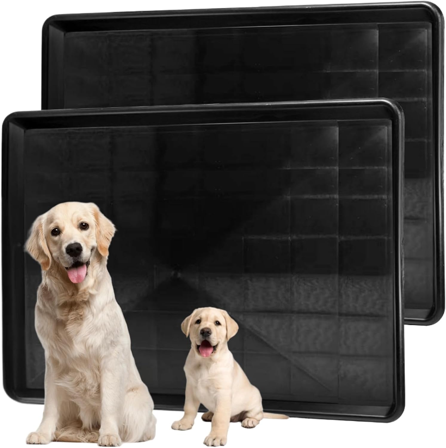 2 Pack Dog Crate Tray, 35.2" L x 23.2" W Large ChewProof Replacement Pan for Dog Crate, Plastic Bottom Pan Liner Drip Trays Pan for Pet Crates Kennels