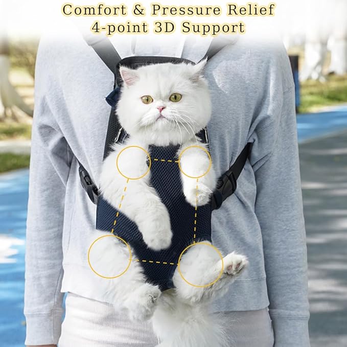 Dog Carrier Backpack, Adjustable Puppy Front Carrier Backpack, Ventilated Dog Chest Carrier for Hiking Camping Travel, Sling Bag for Small Medium Dog Cat Rabbit Puppies, Suit 9-13 lbs (Black, L)