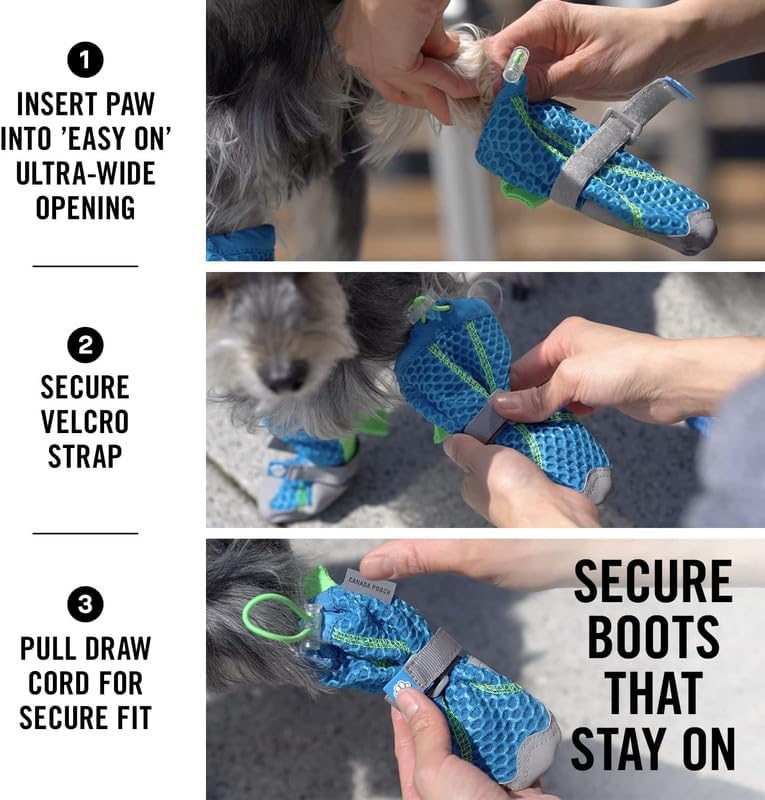Canada Pooch Dog Boots for Hot Pavement - Paw Protector for Hot Days Size 5 | Small, Medium, Large Size Booties, Anti Slip Rubber, Water Friendly, Breathable Mesh, Easy On Wide Opening, Reflective Strap