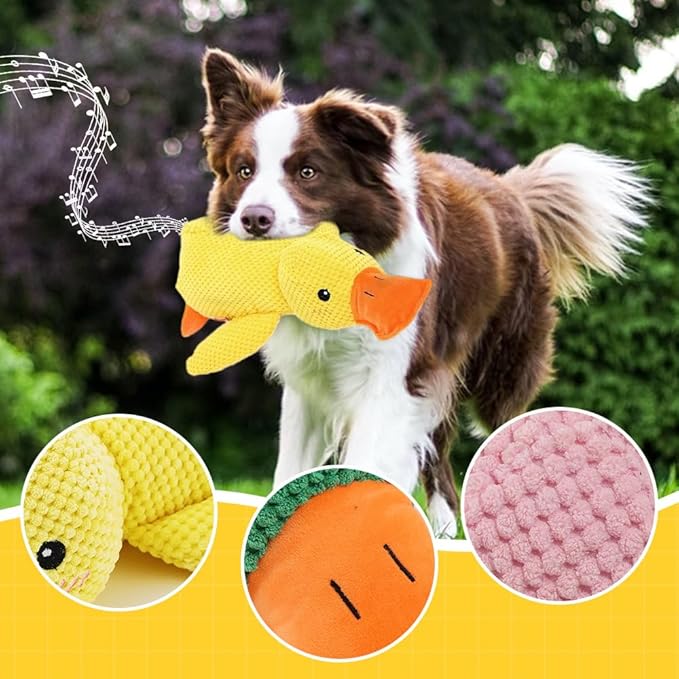 Dog Toys for Aggressive Chewers,2025 Upgraded Dog Chew Toys for Small Large Dogs,Indestructible Puppy Teething Toys,Plush Yellow Stuffed Duck Toy (Yellow+Pink, Medium)