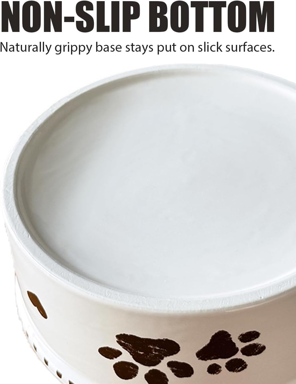 Ceramic Dog Bowl 55oz Heavy Duty Pet Food and Water Bowl for Medium Large Dogs Non Slip Weighted Dog Dish with Paw Print and Heart Design Easy to Clean