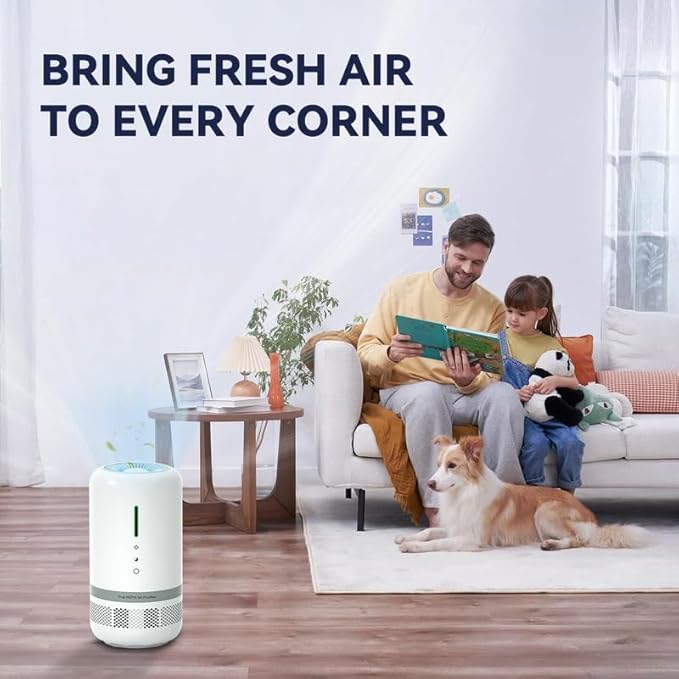 Air Purifiers for Home,H13 HEPA Small Air Purifier for Room up to 960ft²,Air Purifiers for Home Pets,Odor,Dust,Quiet Air Cleaner for Office,Living Room,Bedroom,Kitchen,White 1 Pack