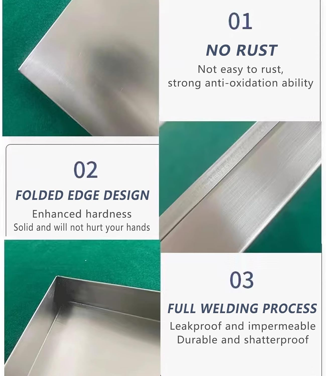304 Stainless Steel Drain Pan, Heavy-Duty Spill Containment Tray for Kitchen, Garage, Warehouse, Durable Drainage Solution