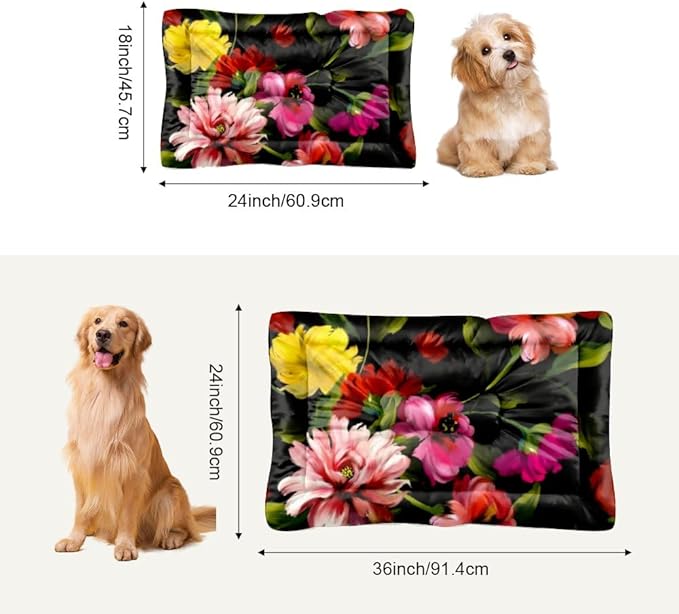 Ink Painting Dog Bed Pads Water Resistant Dog Bed Beds for Household Pets Pink Flowers Pet Friendly Non- Slip Bottom Kennel Accessories Multi- Scenario, Multi- Model Pet Cat Gift Printed Cage Mat