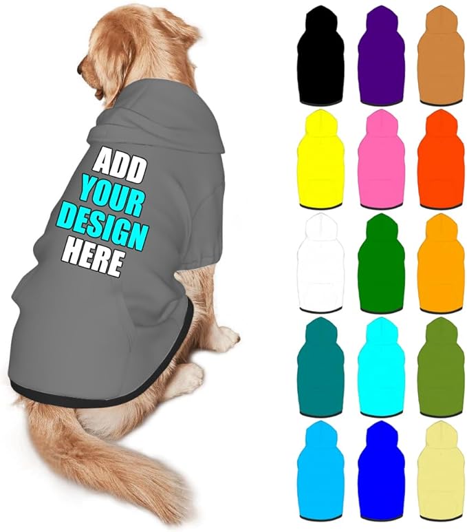 Custom Dog Clothes with Photo Name Logo Personalized Dog Sweaters for Small Medium Large Dogs Breathable Warm, Gray, XXL