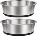 Taglory Stainless Steel Dog Bowls Set of 2, Non-Slip Base, 8 Cup, 59oz | Silicone base stays put on tile & hardwood, dishwasher-safe, food or water for medium to large dogs, Indoor Outdoor Use