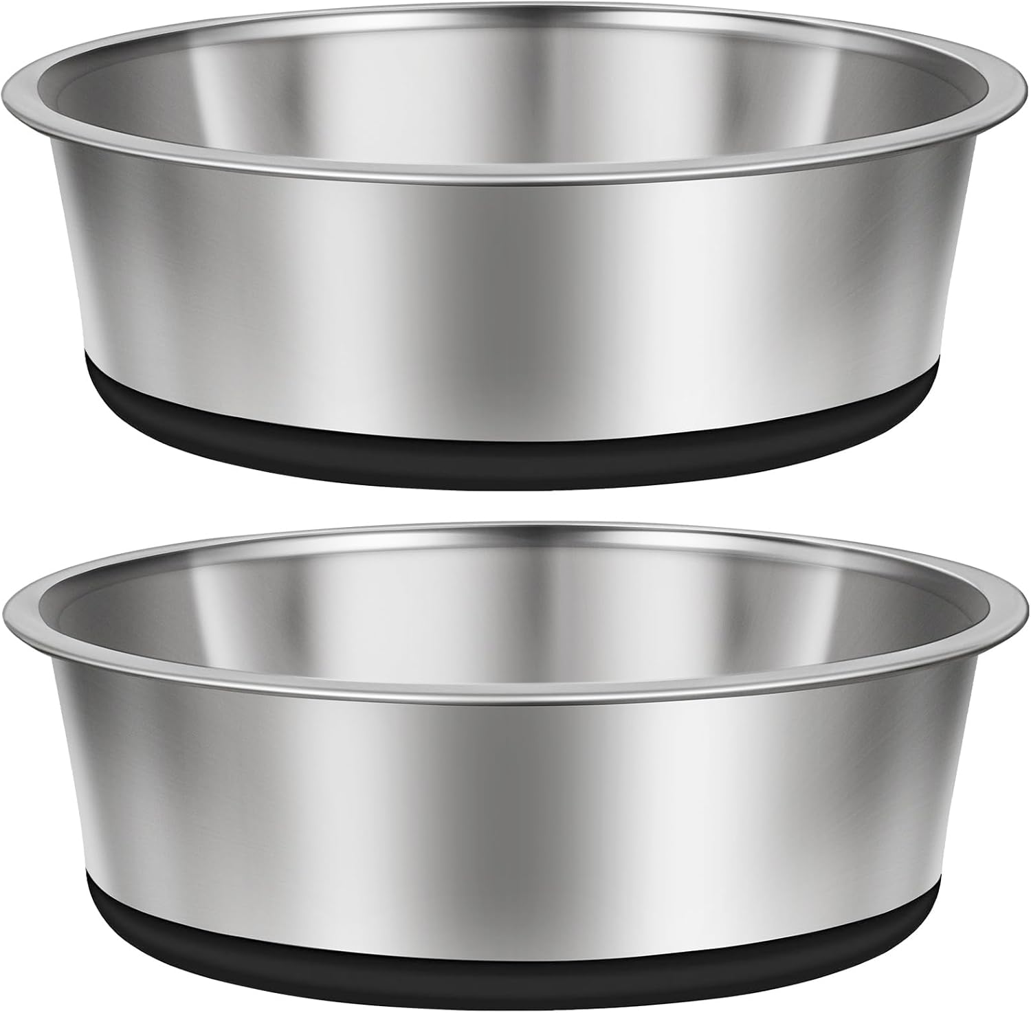 Taglory Stainless Steel Dog Bowls Set of 2, Non-Slip Base, 8 Cup, 59oz | Silicone base stays put on tile & hardwood, dishwasher-safe, food or water for medium to large dogs, Indoor Outdoor Use