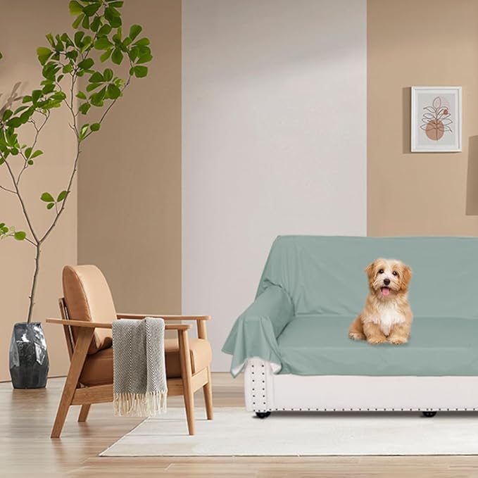 DUJUIKE Waterproof Bed Cover for Dog and Cats,Pet Hair Resistant Bed Sheet Cover, Protective Bed Liner Cover with 100% Waterproof Breathable Thin Fabric (Green, Queen 78 * 90 inch)
