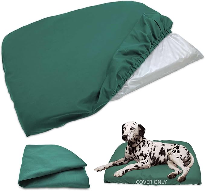 Dog Bed Cover Waterproof Replacement Machine Washable Covers for 41x27 Inch Dog Bed Heavy Duty Scratch Resistant Mattress Protector Pet Bed Cover Only Dark Green