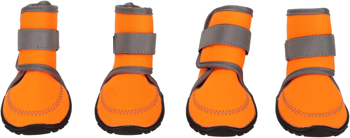 4Pcs Dog Shoes, Soft Rubber Pet Dog Protector Puppy Booties with Reflective Straps for Outdoor Activities (M)