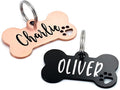 Ultra Joys Dog Tags Personalized for Pets - Hollow Paw Custom Pet ID Tag - Engraved Dog Tag for Small, Large Dogs - Large Bone in Rose