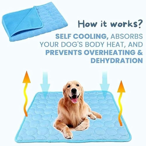 2025 New Dog Cooling Mat, Pet Cooling Mats, Summer Cool Pads Pet Mat Outdoor for Dogs & Cats, Pet Bed Mats Machine Washable (Blue, 70×55 cm | 28×22")