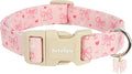 Pink Bow Dog Collar, Adjustable Cotton Dog Collar for Small Medium Large Dogs, Cute Puppy Collars for Girl Female Dogs, Ideal for Gifts,Pet Accessory,M