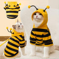 Selena Cat Bee Antennae Costume Hoodies Cute Bee Stripes Dog Kitten Puppy Pet Apparel (Large,Yellow&Black)