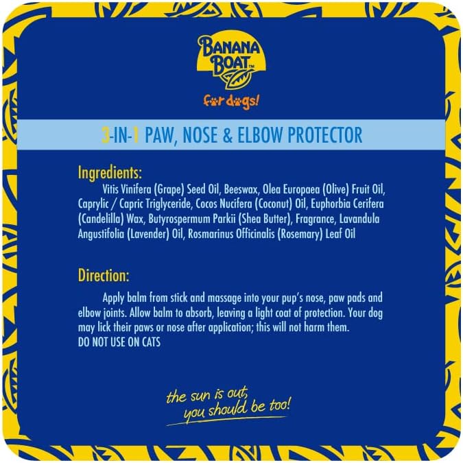 Banana Boat Nose, Paw & Elbow 3-in-1 Sun Balm Sun Protector for Dogs, 1.37 oz.
