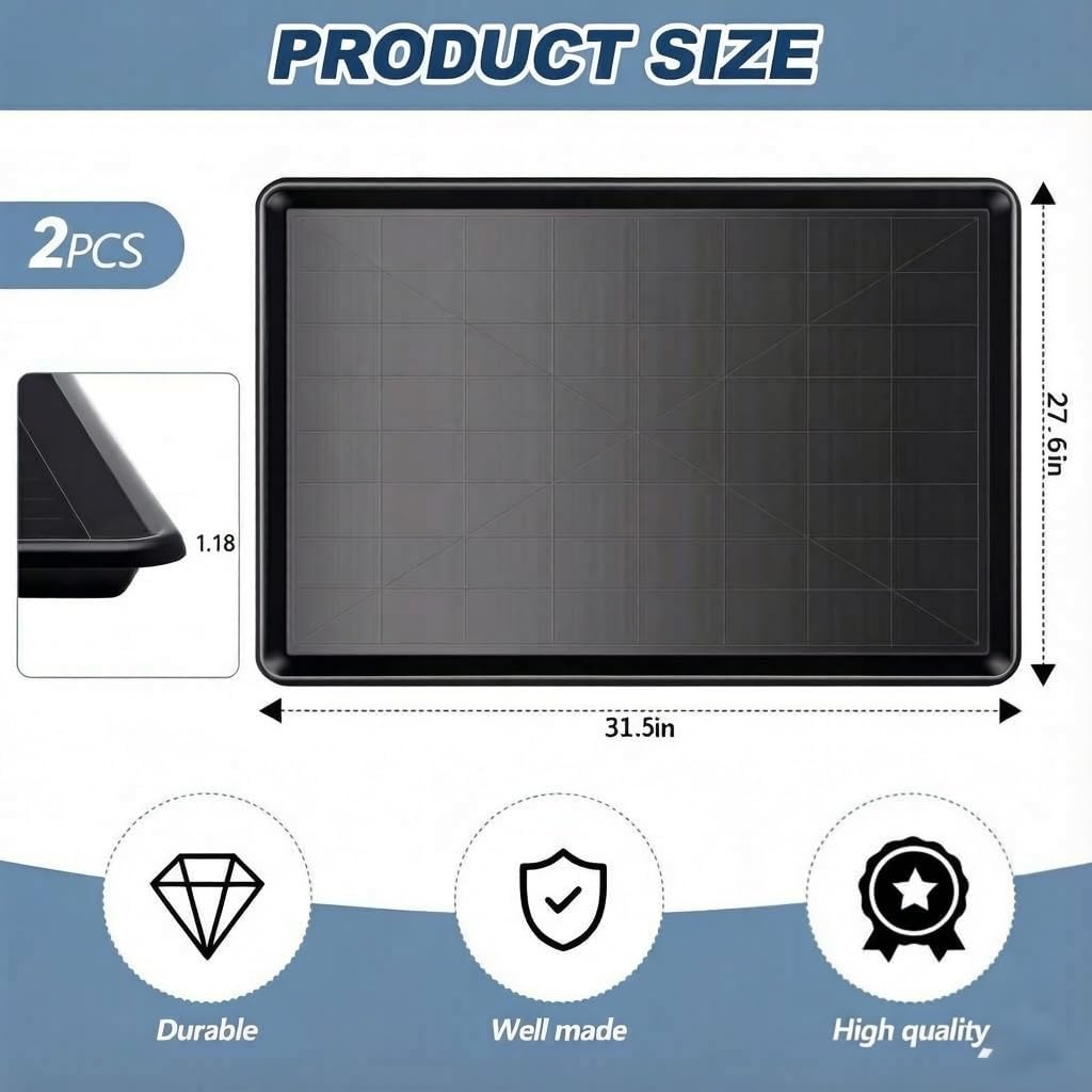 Replacement Tray for 64 Dog Crates, 2 Pack Black, Leak-Proof Plastic, 31.5 x 27.6 Inch, Deep Edge, Easy to Clean