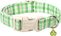 DOGWONG Pink Plaid Adjustable Pet Collar Comfortable Spring Summer Puppy Collar Cute Cotton Collars Durable Necklace Gift for Small Dogs,M