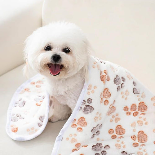 12 Pcs Small Dog Blanket Fleece Puppy Blankets Washable Pet Blankets for Cats Soft Flannel Paw Printed Throw for Guinea Pig Indoor Kittens Doggie (23 X 16 Inch, White, Dark Gray, Pink, Camel)