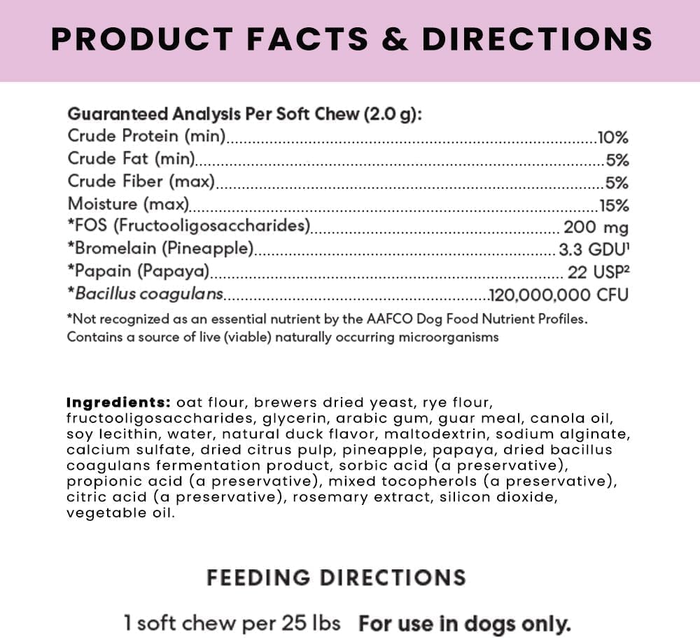 Bundle of Chicken Grain-Free Air-Dried Dog Treats, 5-Ounce Bag Probiotic Soft Chews Duck Flavored Gut Health Supplement for Dogs, 60 Chews (Pack of 2)