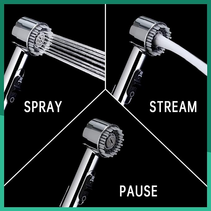 3 Mode Dog Shower Attachment, High Pressure Handheld Sprayer with ON/OFF Switch, Metal Shower Diverter, 118 Inches Stainless Steel Hose, No Drill Hook, for Indoor and Outdoor Pet Bathing and Washing